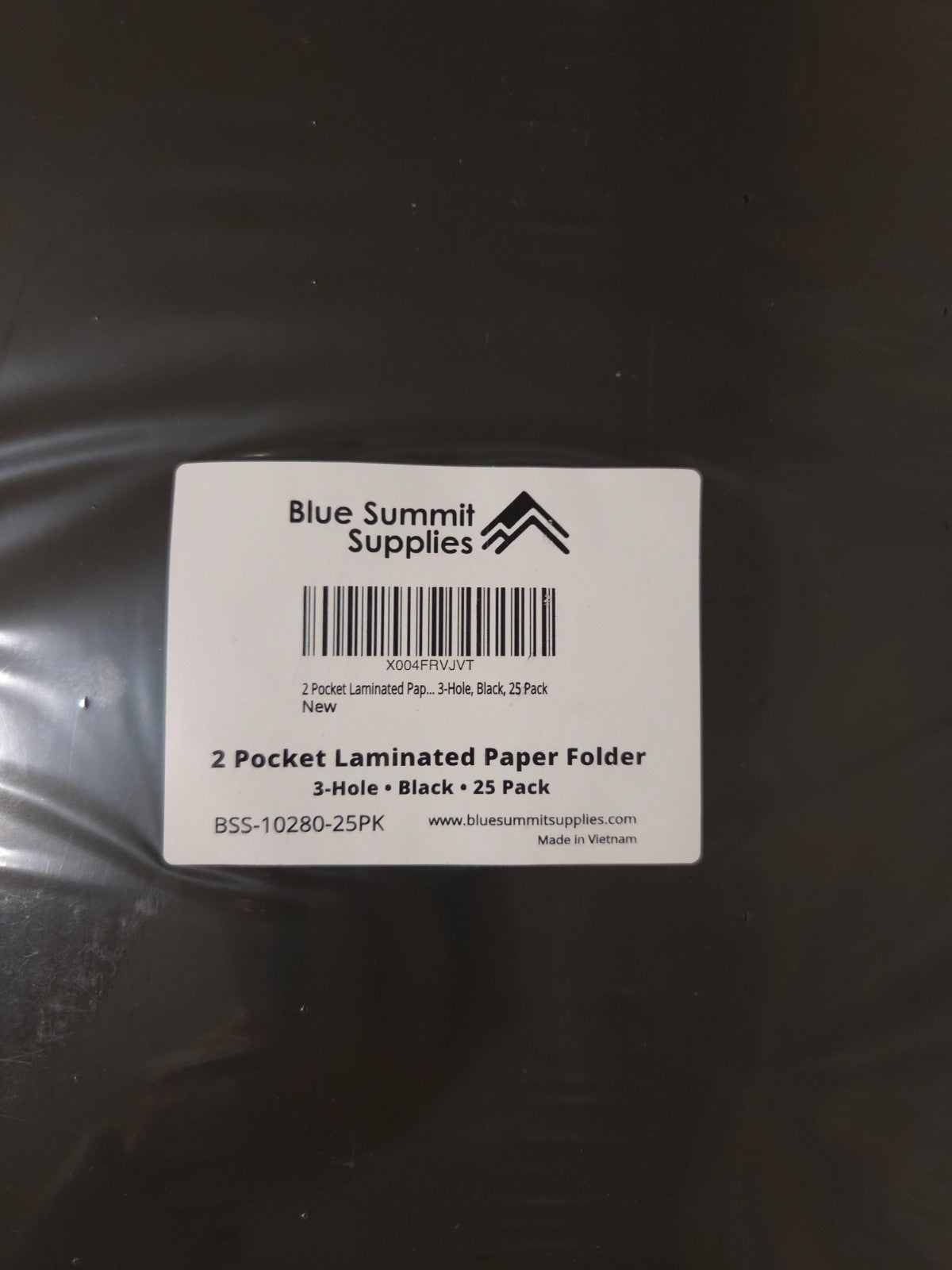 4 pack - Black Laminated 2-Pocket Folders (100ct), 3-Hole, Blue Summit Supplies