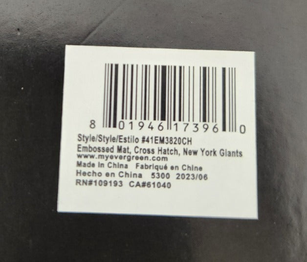 Big Box Wholesale - Evergreen New York Giants Embossed Doormat 18 x 30 - Photo 1