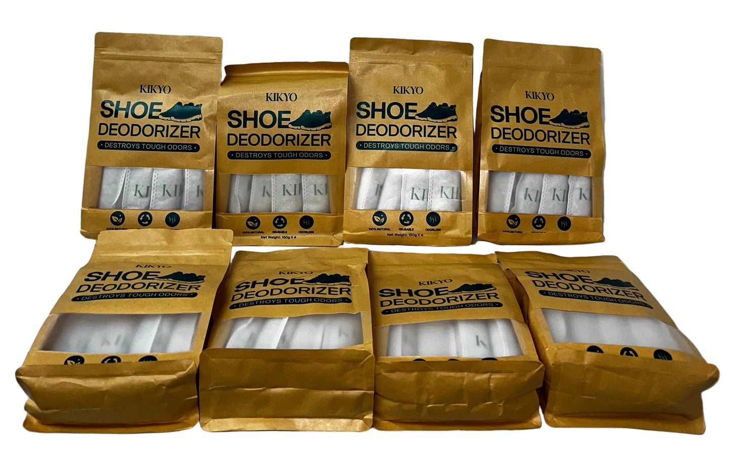 Lot of 8 - Kikyo Natural Shoe Deodorizer Bags Odor Eliminator Charcoal Moisture Absorber by Kikyo