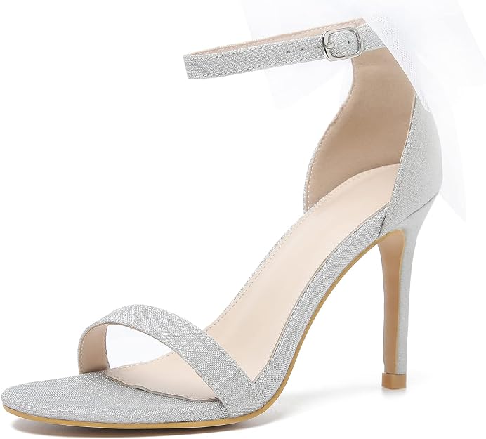 Lot of 2 - LIURUIJA Silver Glitter Bow Ankle Strap Heels Women's EU 39 by LIURUIJA