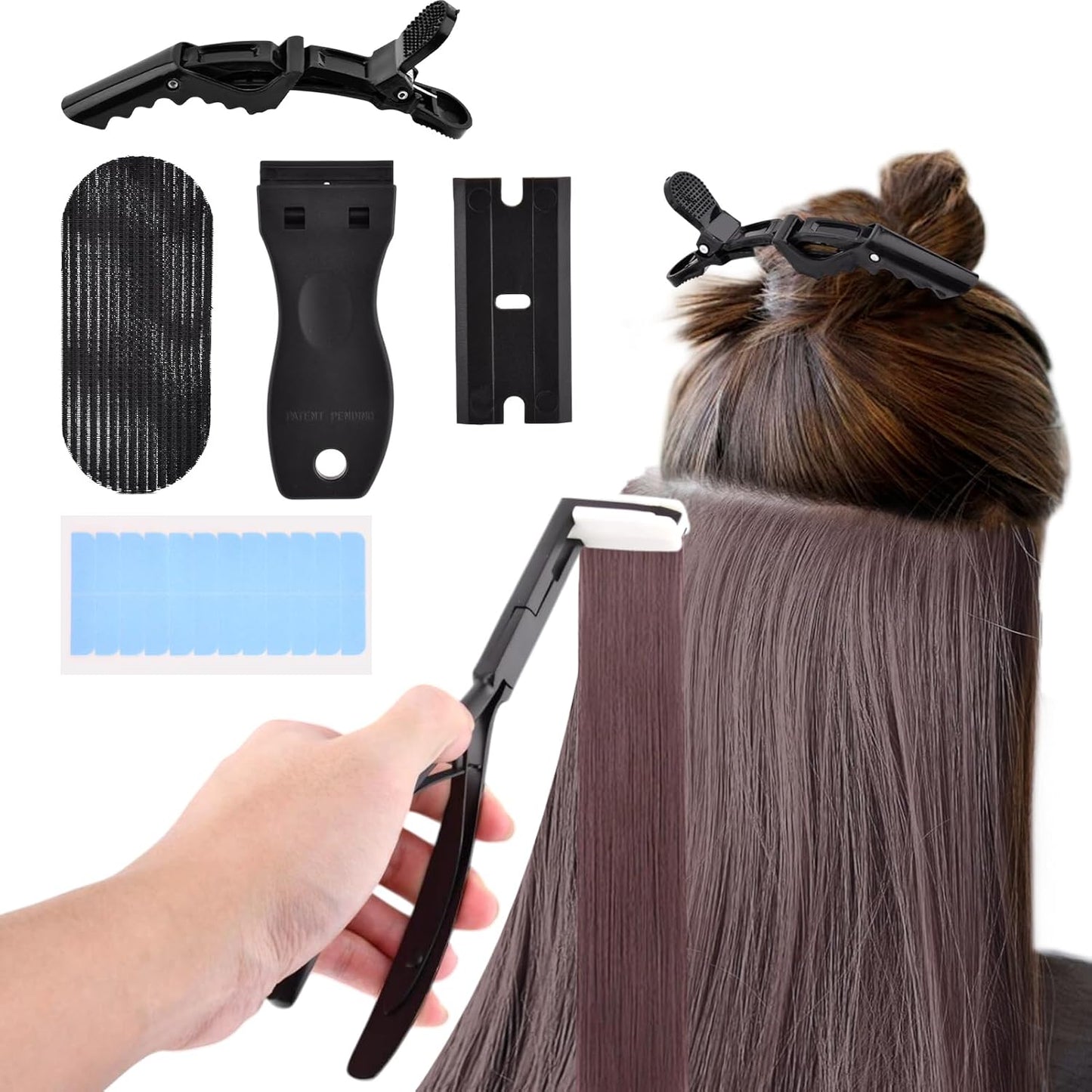 Hair Extension Tool Kit Rainbow Pliers Set w/ Clips Needles Tape Remover Holder by Gomake