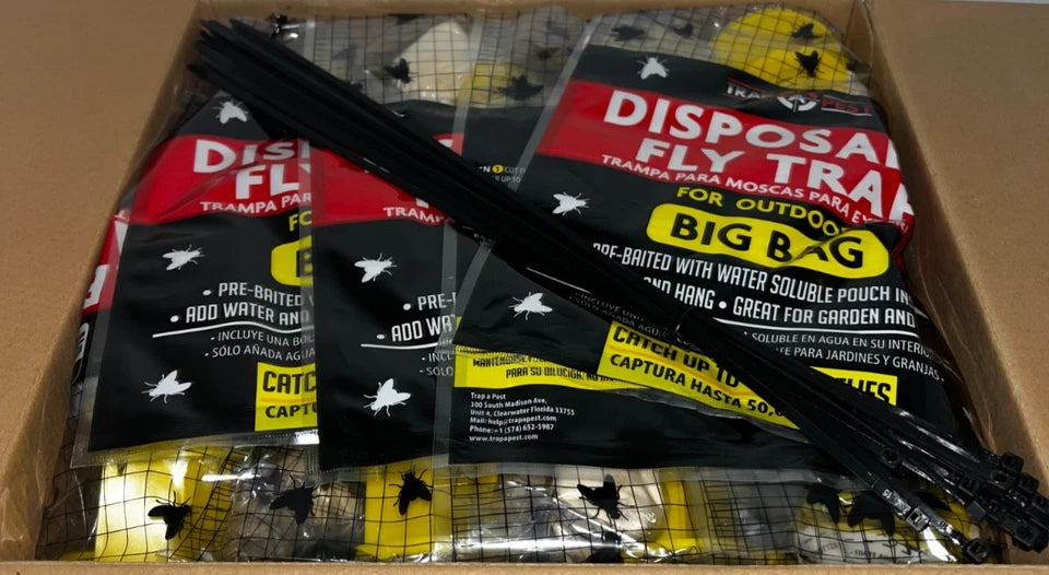 Lot of 2 - Trap Pest Disposable Fly Traps, Outdoor Big Bags, 32 Pack Pre Baited Garden Farm