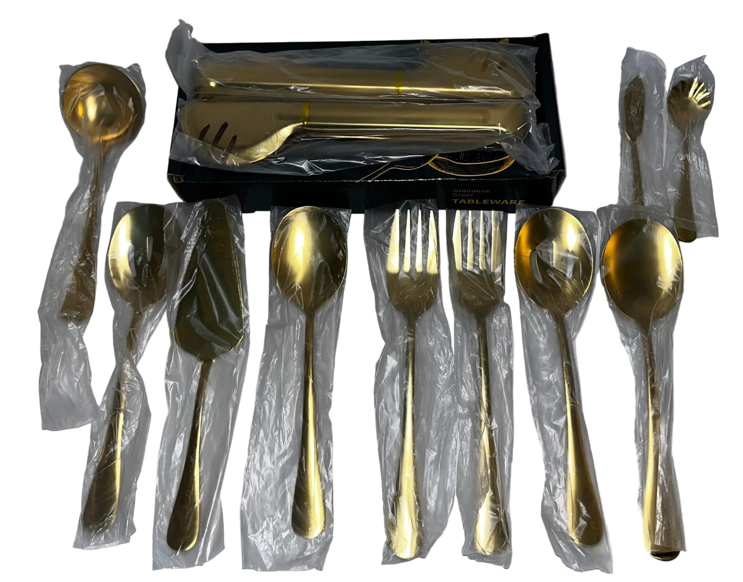 Lot of 3 - KEYOXY Gold Stainless Steel Serving Utensil Sets 10pc