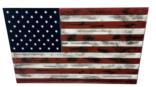 Rustic Wooden American Flag Wall Art Patriotic USA Decor 24" x 13"