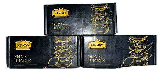 Lot of 3 - KEYOXY Gold Stainless Steel Serving Utensil Sets 10pc
