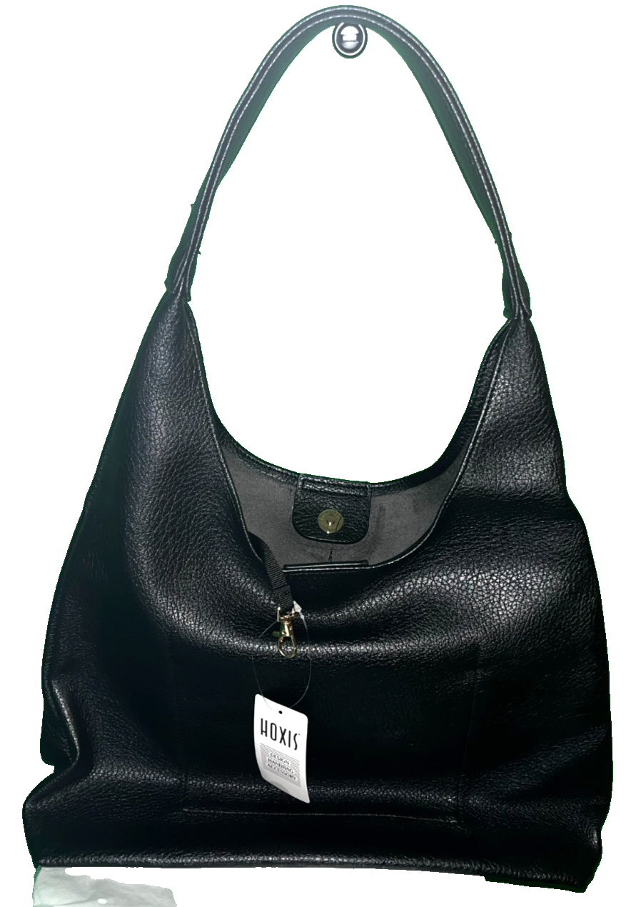 HOXIS Hobo Bags - Soft Vegan Leather - Shoulder Handbag Slouchy - Black