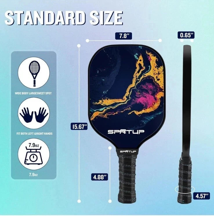 Pickleball Paddles Set of 2 USAPA Approved Fiberglass Rackets with 4 Balls