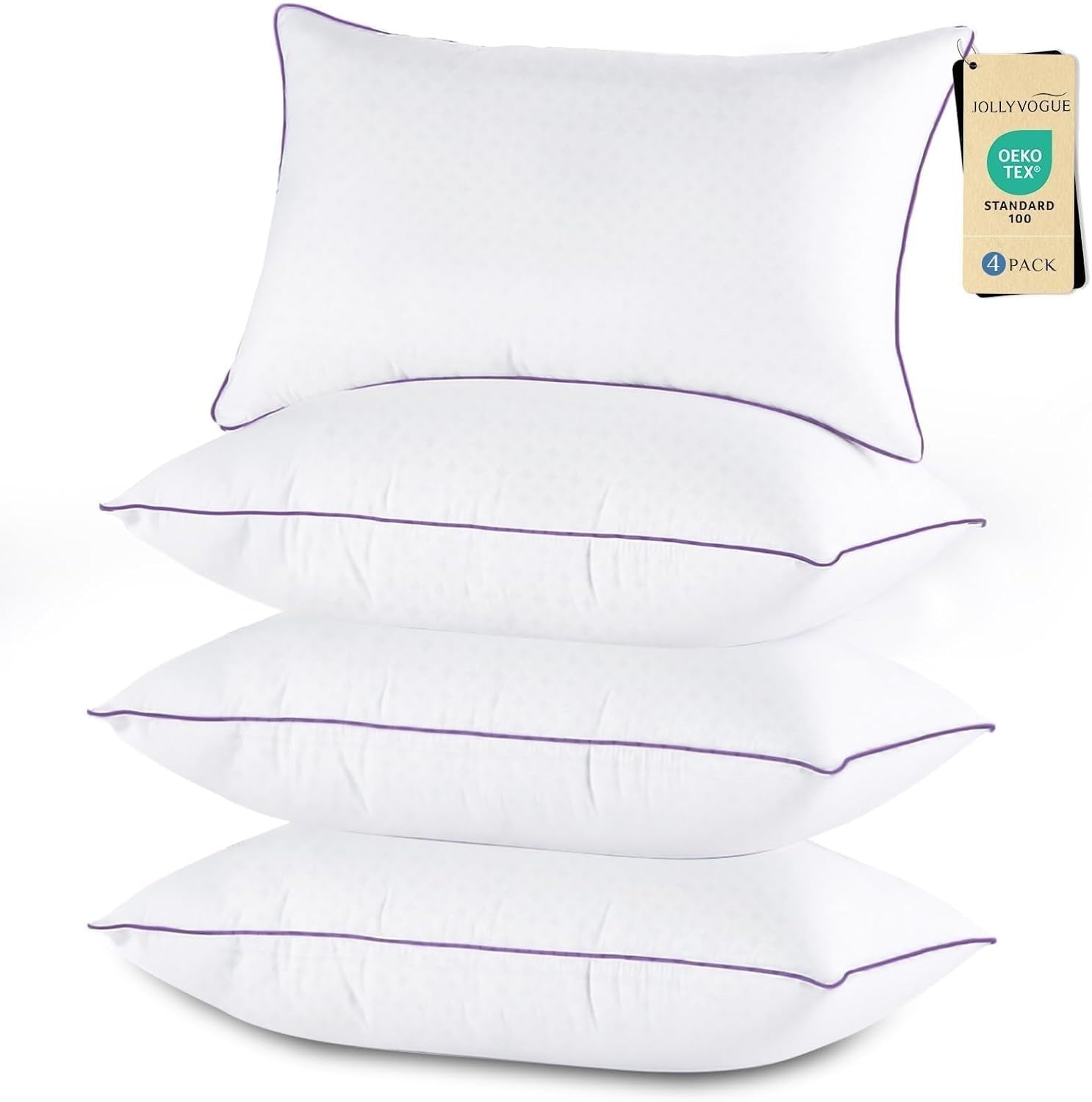 JOLLYVOGUE Hotel Quality Bed Pillows – Vacuum Sealed – Side/Stomach/Back Sleeper