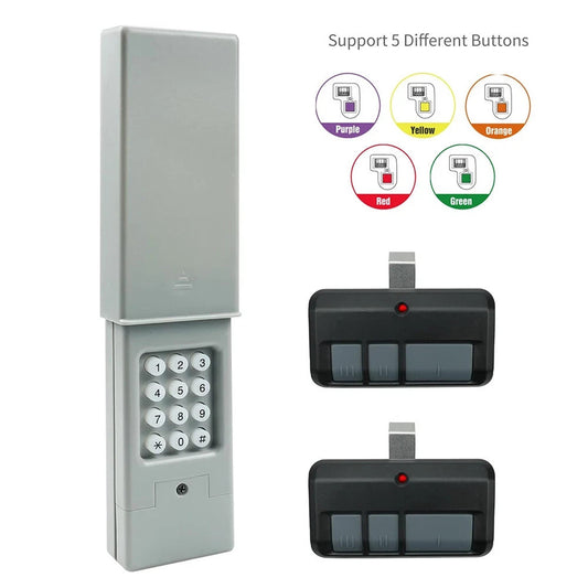 Wireless Garage Door Keypad w/ 2 Remote Controls – Universal Access Bundle