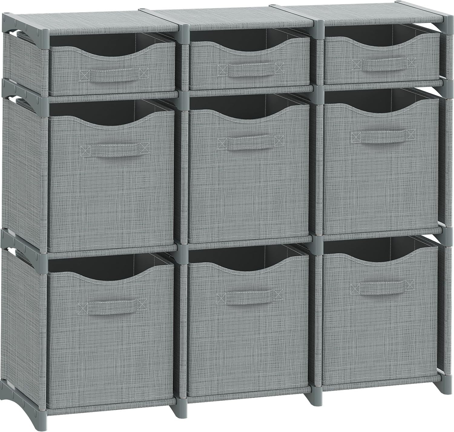 Neaterize 3-Tier Cube Organizer – 9 Cube Storage Shelf – Gray – New Open Box