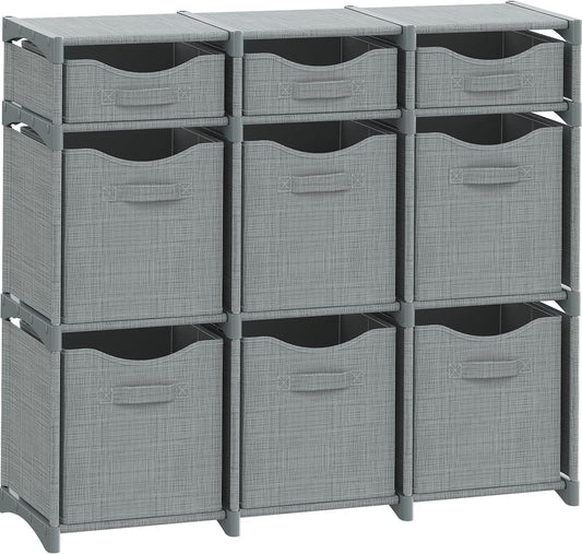 Neaterize 3-Tier Cube Organizer – 9 Cube Storage Shelf – Gray – New Open Box