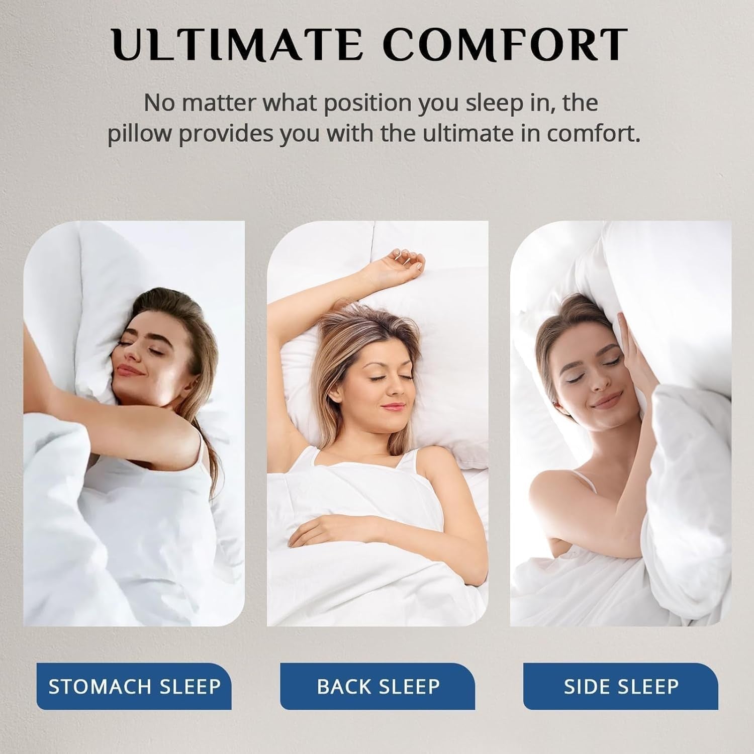 JOLLYVOGUE Hotel Quality Bed Pillows – Vacuum Sealed – Side/Stomach/Back Sleeper
