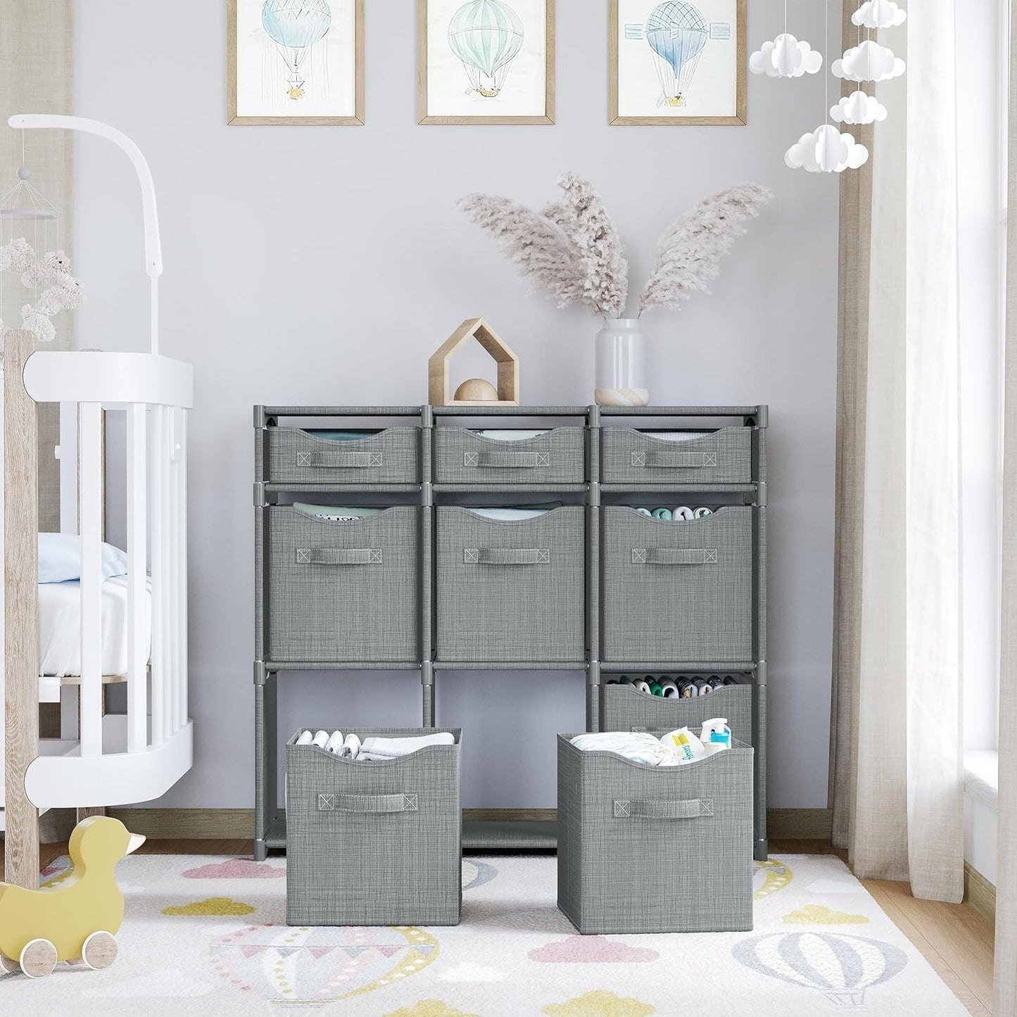 Neaterize 3-Tier Cube Organizer – 9 Cube Storage Shelf – Gray – New Open Box