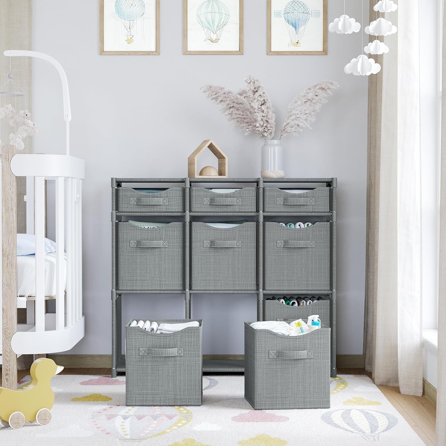 Neaterize 3-Tier Cube Organizer – 9 Cube Storage Shelf – Gray – New Open Box