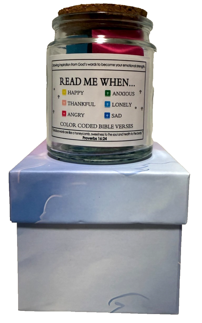 Bonditech Bible Verse Jar “Read Me When” Color-Coded Scripture Glass Jar Gift