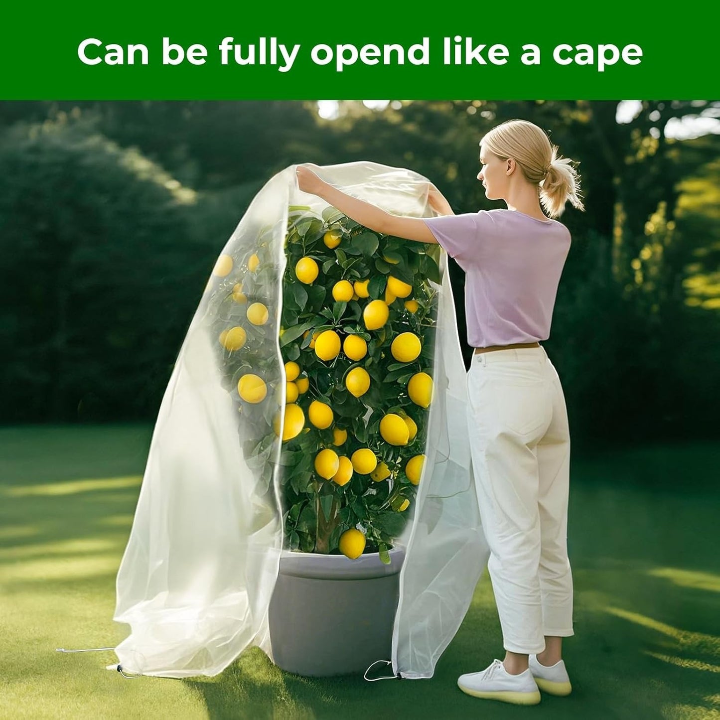 Fruit Tree Netting with 2-Way Zipper & Drawstring - 6.4'X6.4' Garden Plant Net