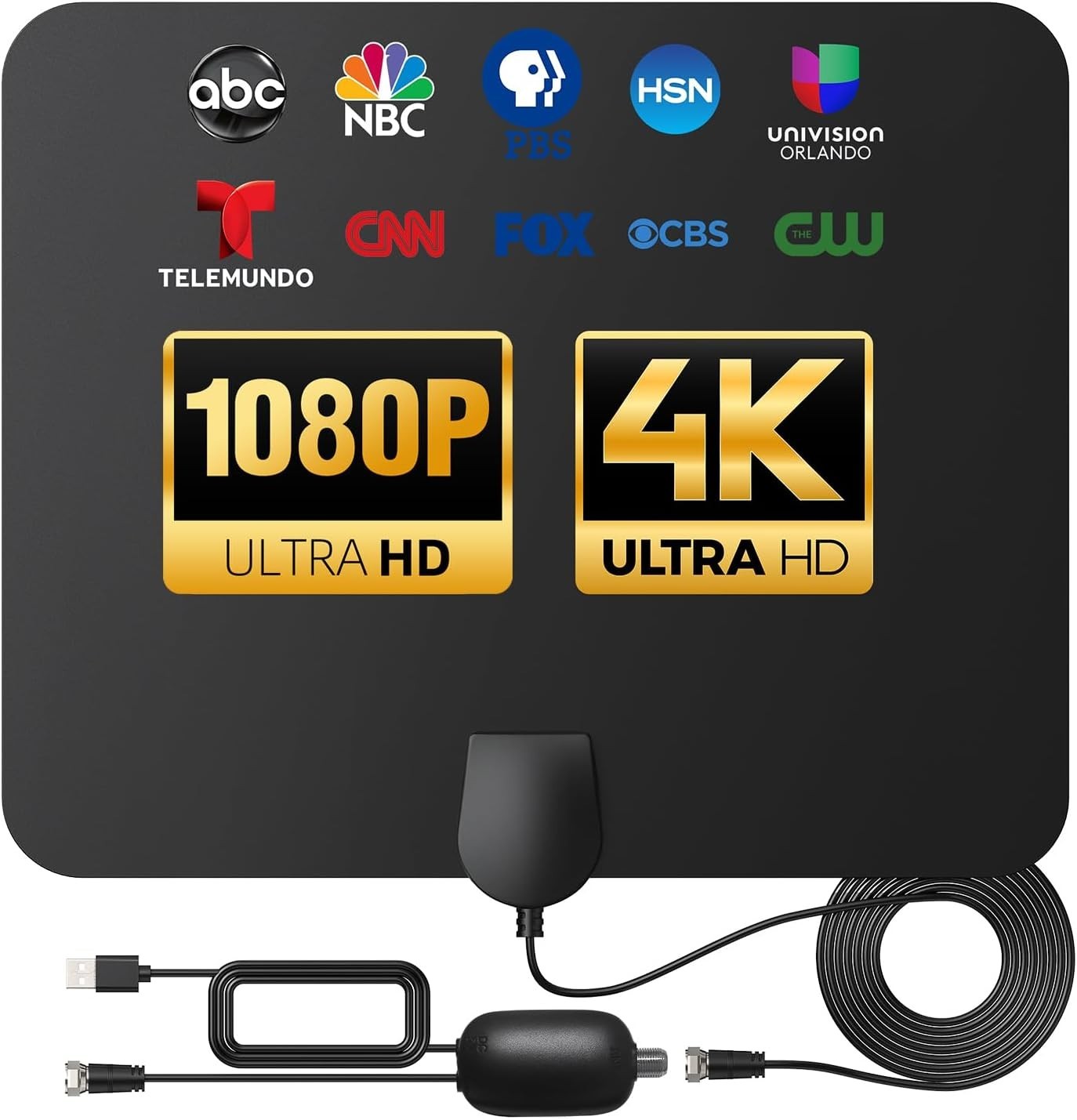 (4-Pack) Digital HDTV Antenna – 4K/1080p Ready Indoor TV Antennas & Smart Chip