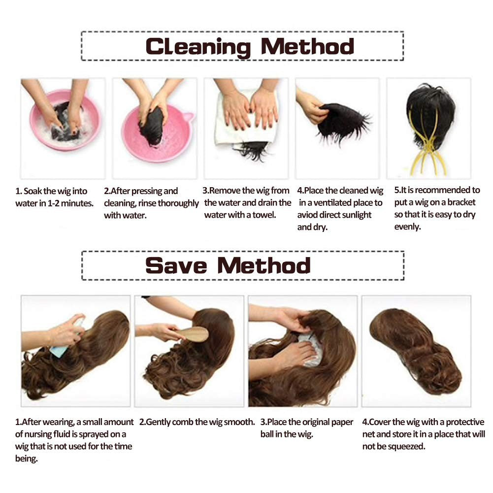 Dainty Wig Long Brown Synthetic Hair for Women + 3 Accessories | Daily Use