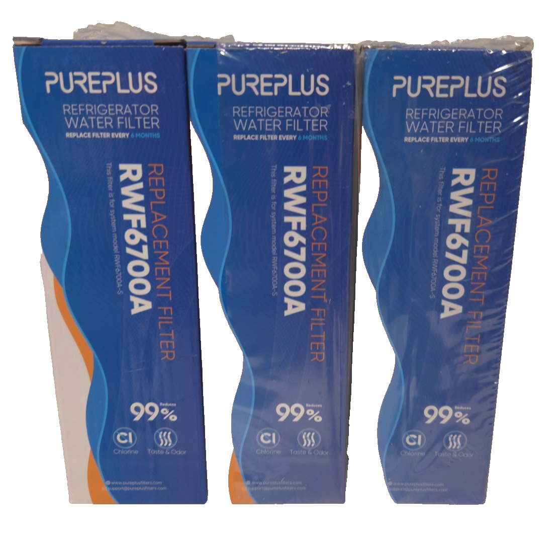 3 Pack PurePlus RWFG700A Refrigerator Water Filter Replacement 99% Chlorine