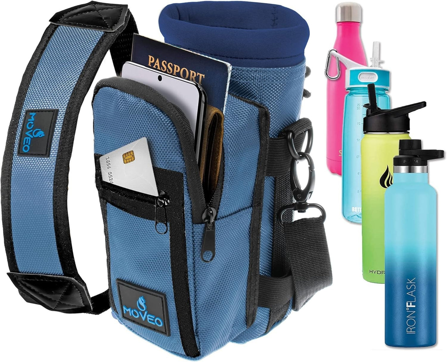 MOVEO Water Bottle 25oz/750ml Carrying Sleeve w/ Strap & Pocket | Lot of 3