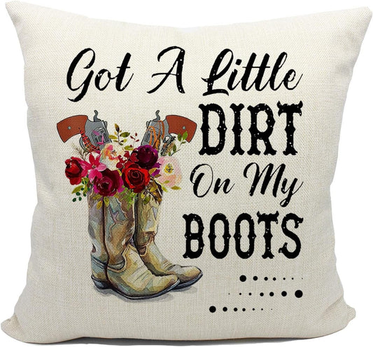 7 Packaged Rustic Farmhouse Pillow Covers “Got a Little Dirt on My Boots"