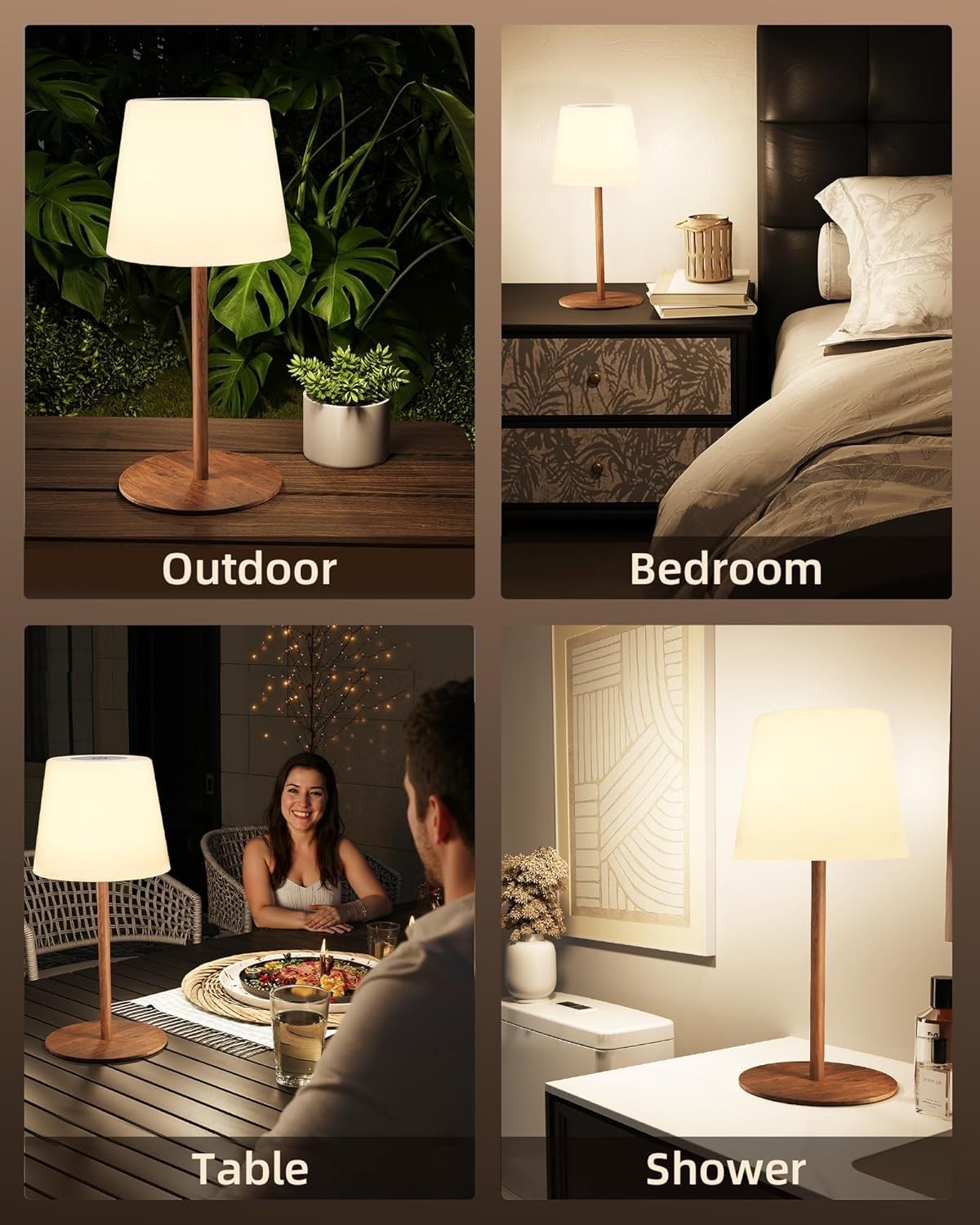 EZVALO LED Table Lamp 2-Pack–Wireless Rechargeable, 180 Lumens, IP65 Waterproof