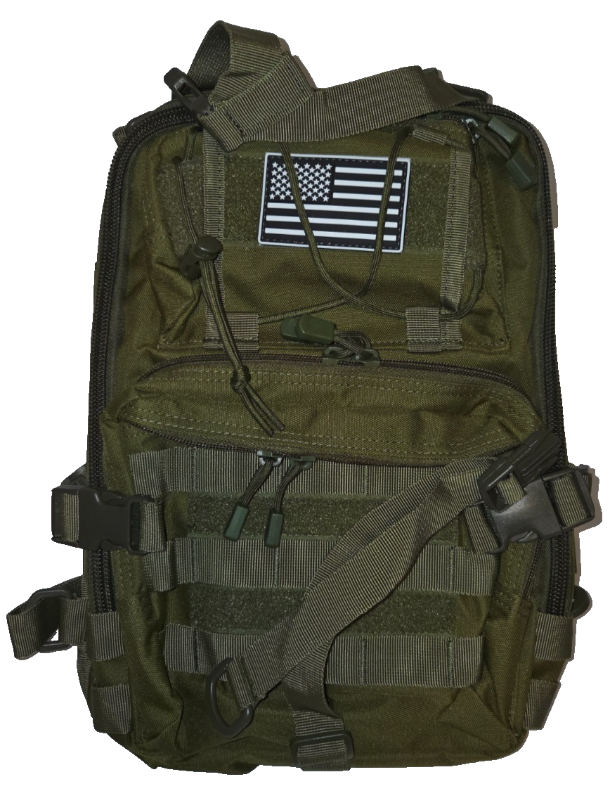 HOMUK Tactical Sling Bag – Military Style Crossbody Backpack – Green – New