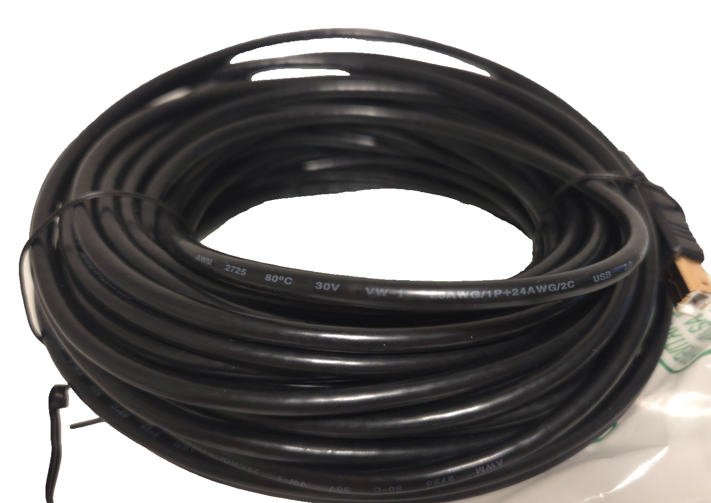Long USB Printer Cable A to B Male Black – High Speed – Approx 50 ft