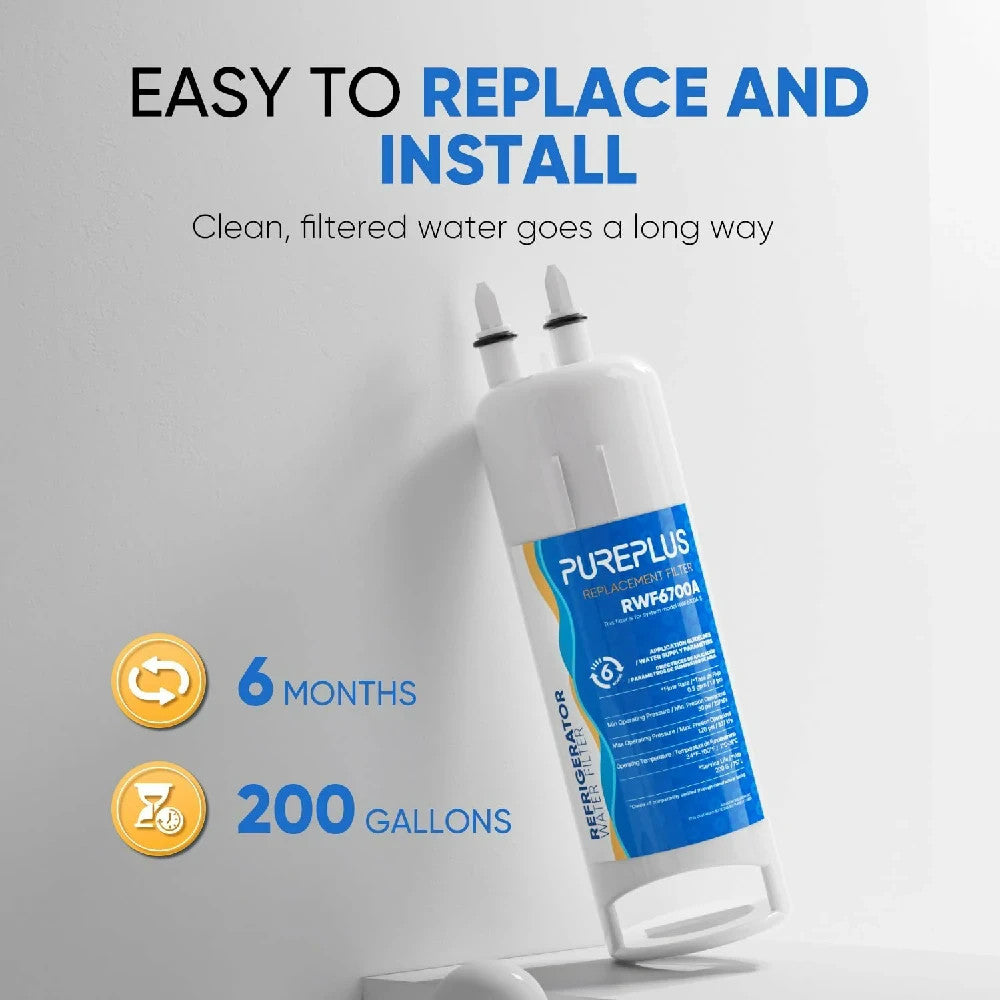 3 Pack PurePlus RWFG700A Refrigerator Water Filter Replacement 99% Chlorine