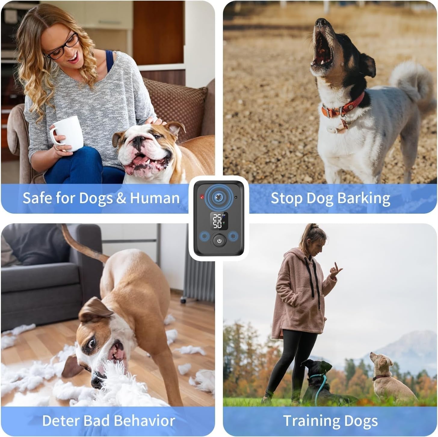 Ultrasonic Anti Barking Dog Repeller - Outdoor & Indoor Bark Control Device