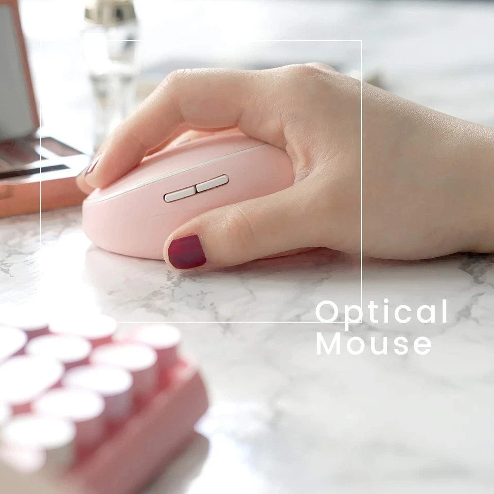 Perixx PERIDUO-713 Wireless 2-in-1 Combo – Pink Mini Keyboard and Mouse Set