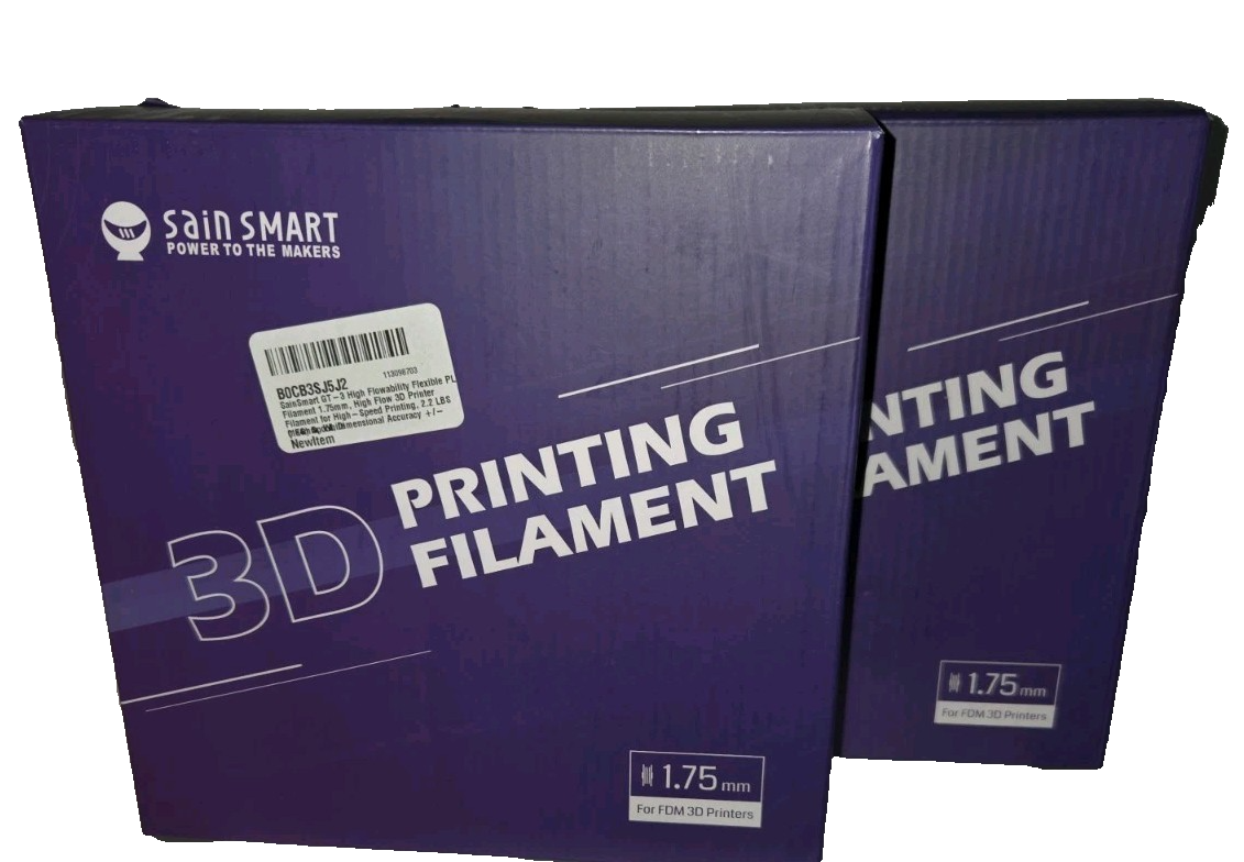 SainSmart GT-3 PLA+ 3D Printer Filament | 1.75mm | White | Lot of 2 (2kg Total) 