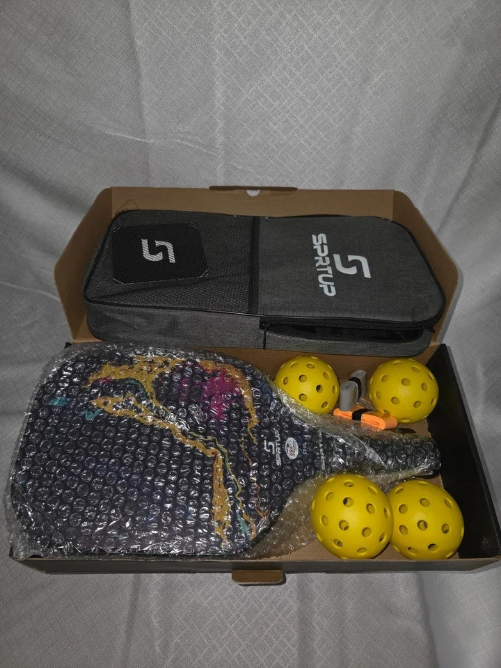 Pickleball Paddles Set of 2 USAPA Approved Fiberglass Rackets with 4 Balls