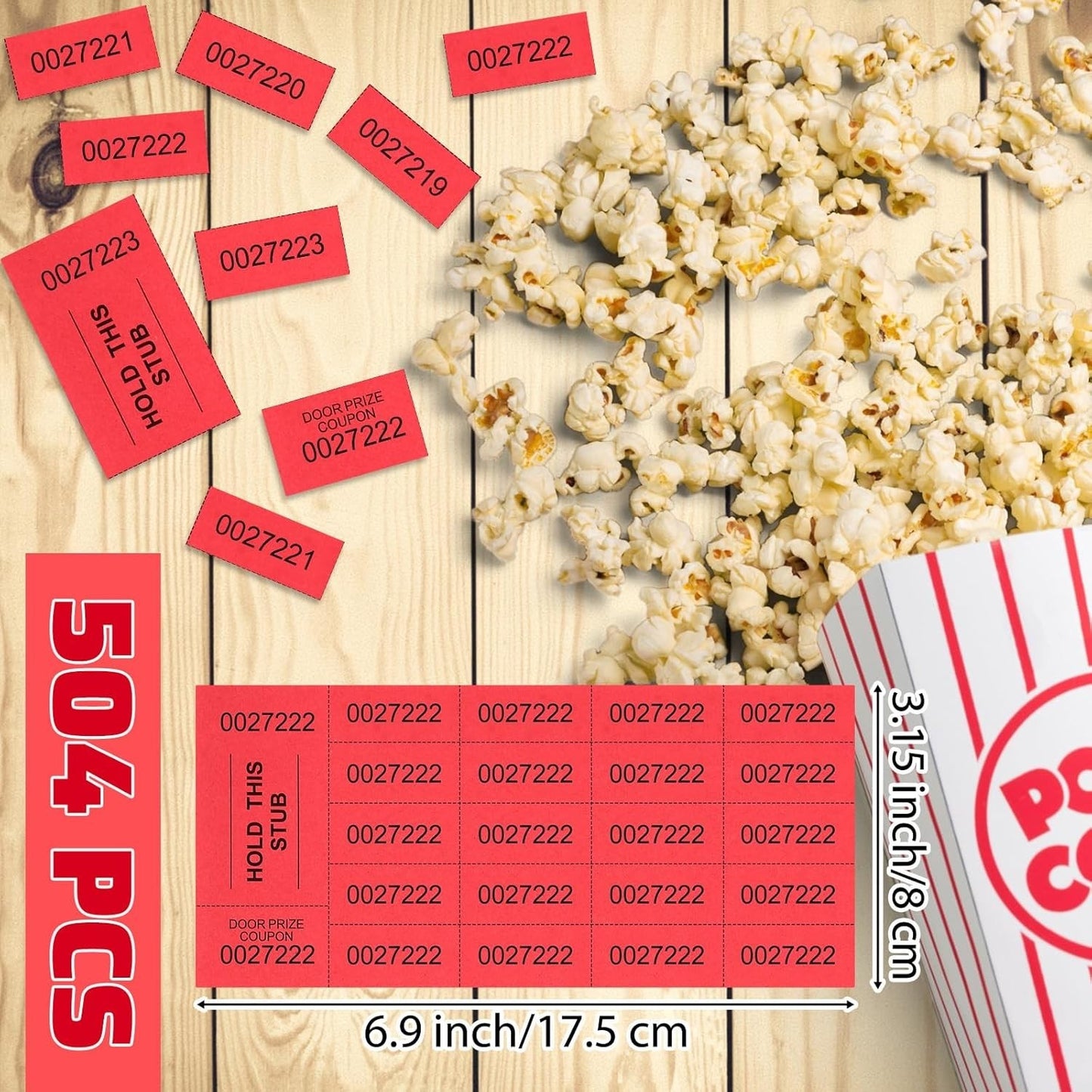 Kosiz Red Raffle Tickets – 504 Sheets | 20 Bid Raffle Tickets | Auction & Event