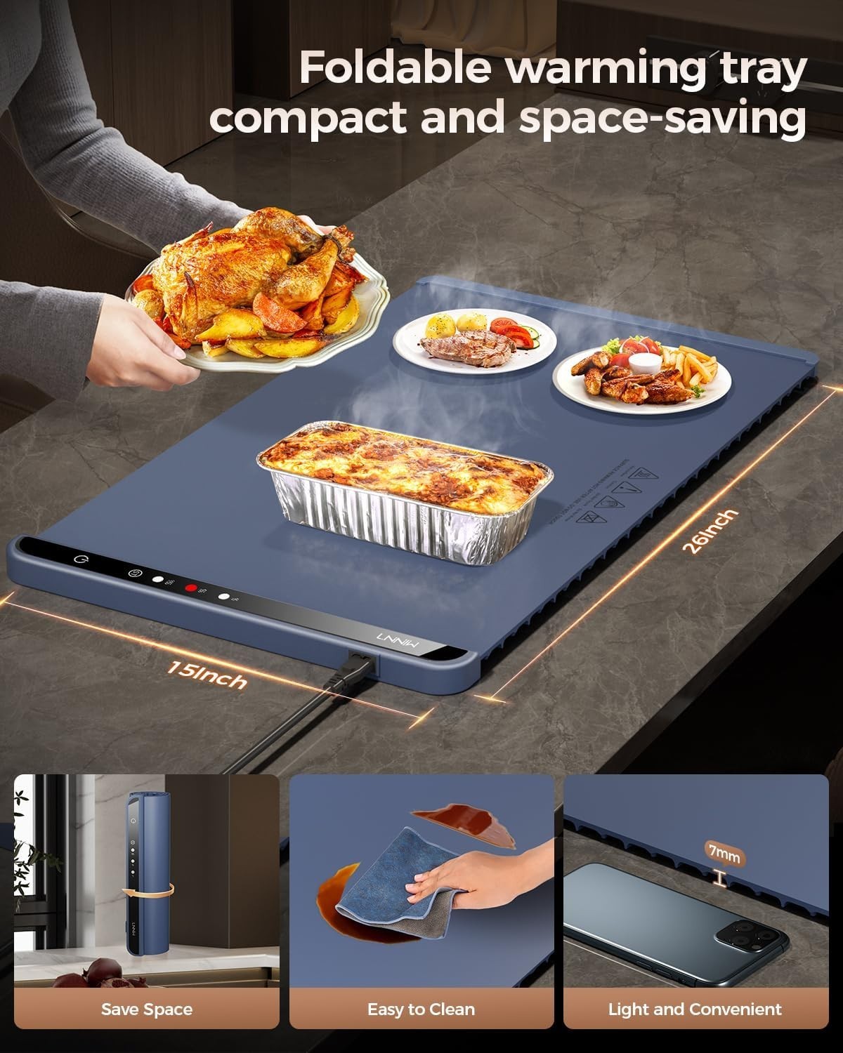 LNNIW Food Warming Mat with Adjustable Temperature – Electric Silicone Heat Mat