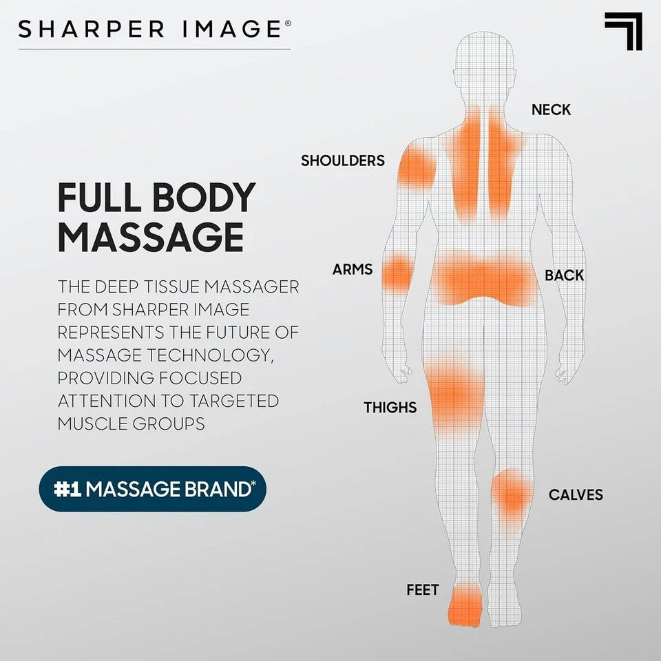 Sharper Image Powerboost Flex Pivot Percussion Massager – 6 Speeds, 4 Attachment