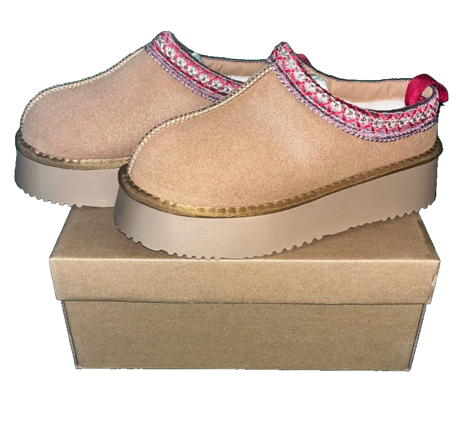 Cozy Slip On Slippers - Platform Fleece Lined Comfortable Shoes - Size 38 (US 7)