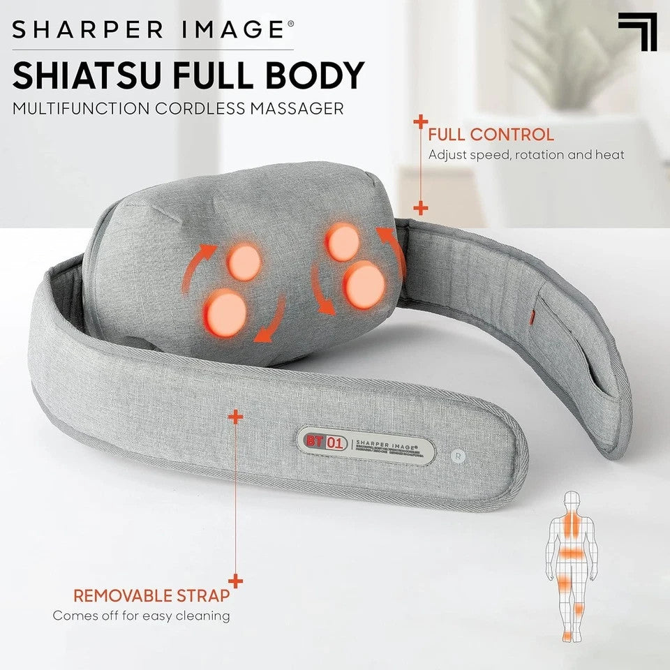 Sharper Image Shiatsu Full Body Cordless Massager – Deep Kneading, Rechargeable