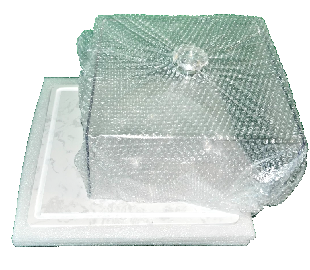 Square Marble Cake Stand with Lid CherHome Dessert Display Tray Kitchen