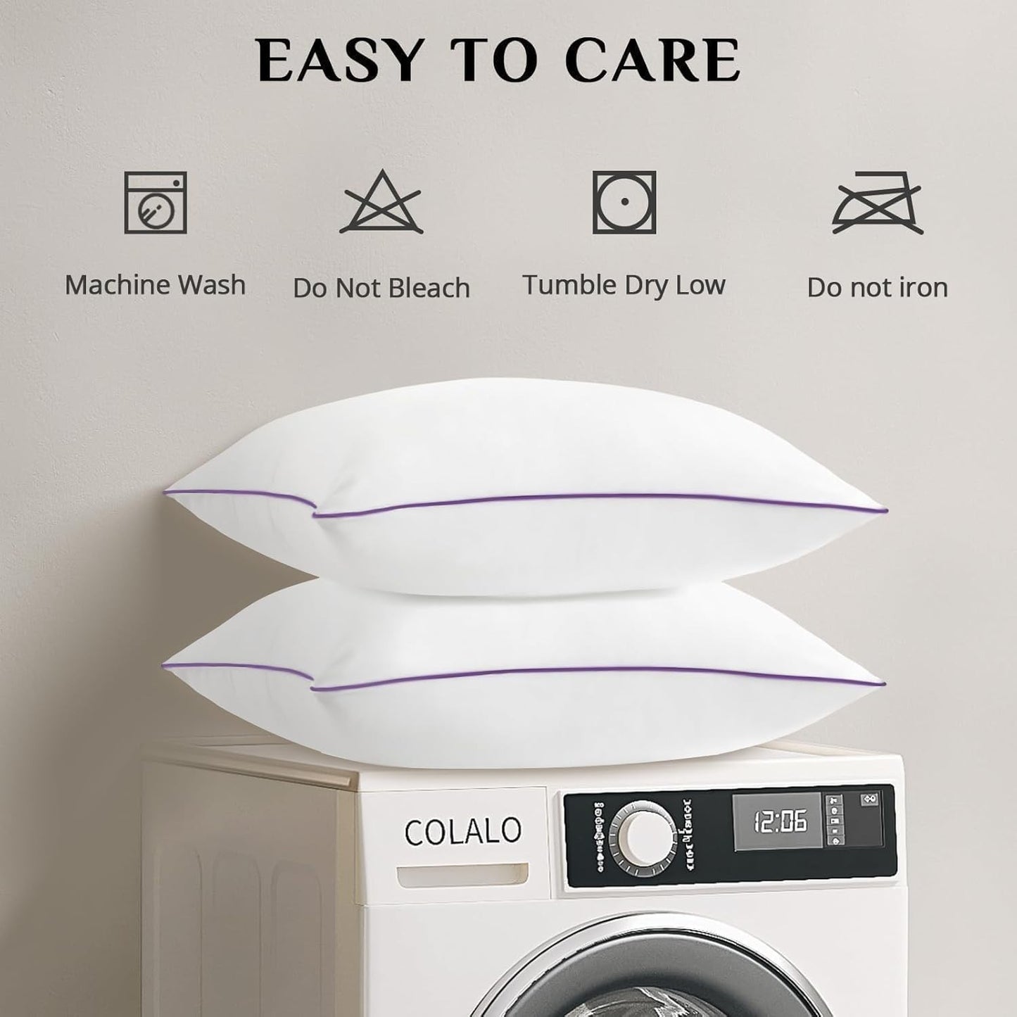 JOLLYVOGUE Hotel Quality Bed Pillows – Vacuum Sealed – Side/Stomach/Back Sleeper