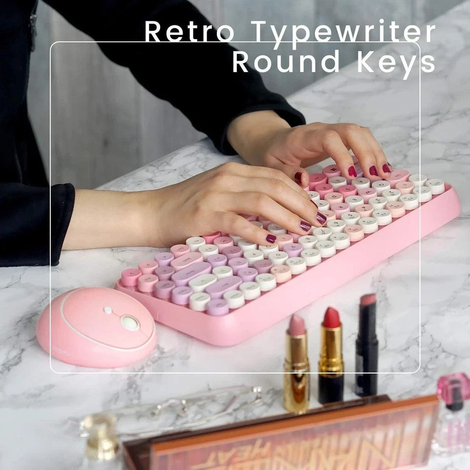 Perixx PERIDUO-713 Wireless 2-in-1 Combo – Pink Mini Keyboard and Mouse Set