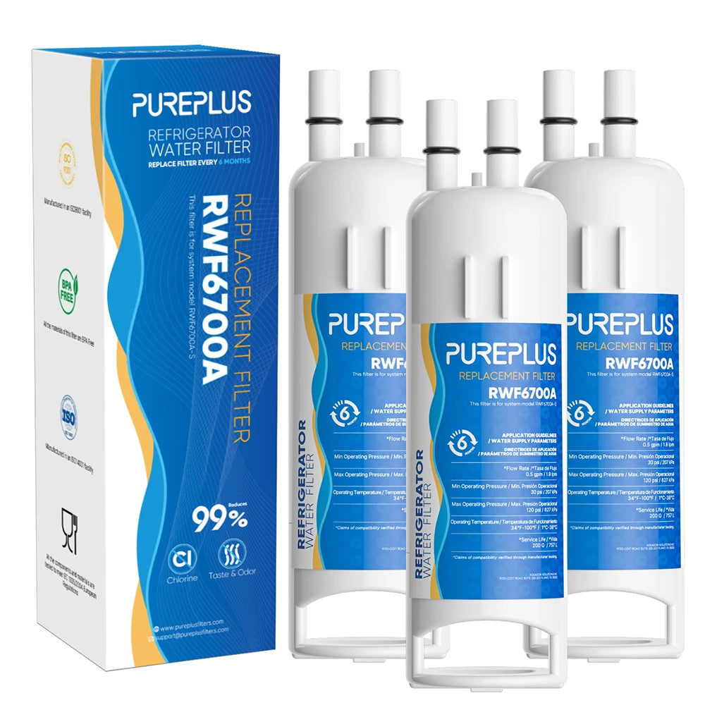 3 Pack PurePlus RWFG700A Refrigerator Water Filter Replacement 99% Chlorine