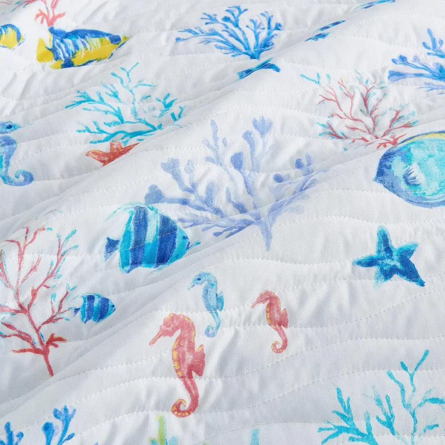 Great Bay Home Coastal Quilt Set Twin XL Nautical Microfiber Bedspread 2pc