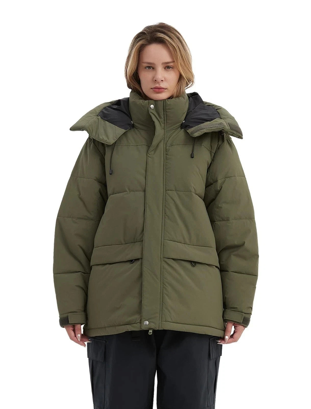 NOMADIKA Oversized Ski Jacket – XL Olive Green – Outdoor Snow Coat for Winter