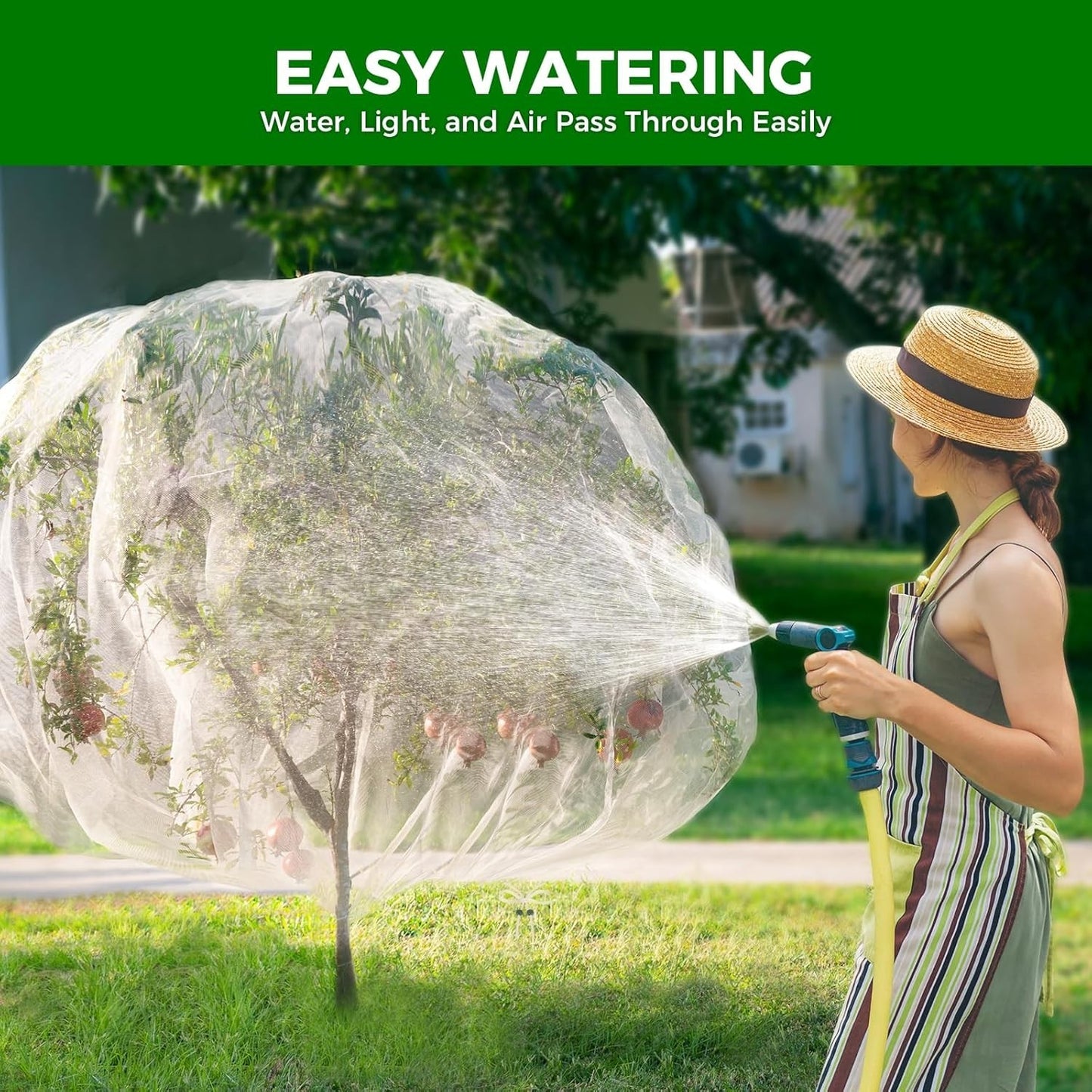 Fruit Tree Netting with 2-Way Zipper & Drawstring - 6.4'X6.4' Garden Plant Net