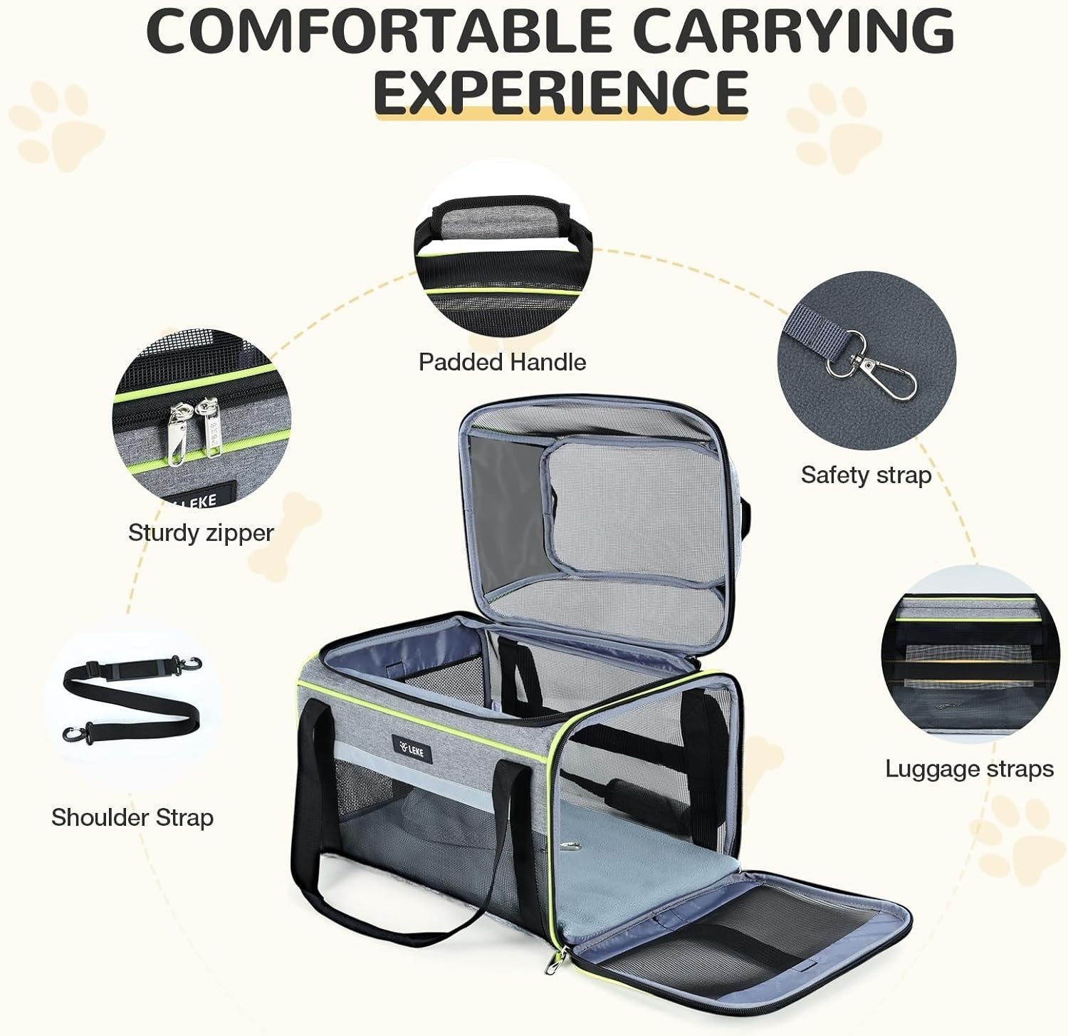 Lekereise -Expandable Pet Carrier - TSA Airline Approved Soft Sided Small Dogs