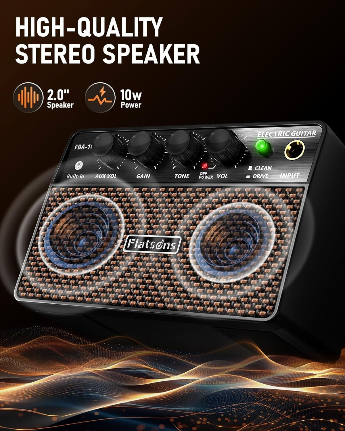 FBA-10 Electric Guitar Amplifier - 10W - Bluetooth - Aux & Headphone Output