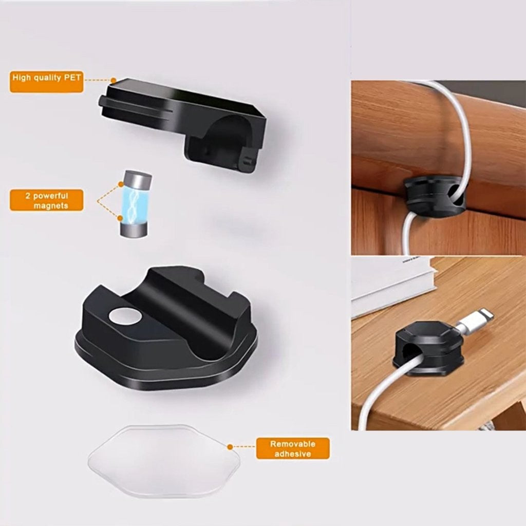 Magnetic Cable Organizer Clips – 3 Packs (24 Total Pieces) – Cable Management