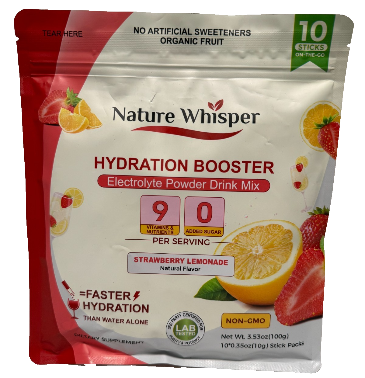 Nature Whisper Hydration Booster – Strawberry Lemonade (Bundle of 5 Packs)