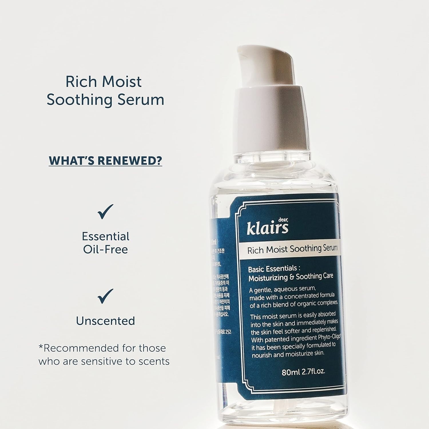 New Dear Klairs Rich Moist Soothing Serum 80ml Hydrating Sensitive Skin